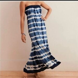Aerie Smoked Crinkle Strapless Dress Size XS Boho Beach Festival Vacation Summer